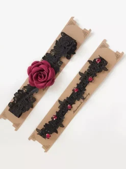 Thigh Garter Flower Leg Garters Belt For Women Black Lace Party