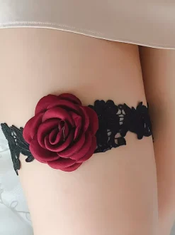 Thigh Garter Flower Leg Garters Belt For Women Black Lace Party