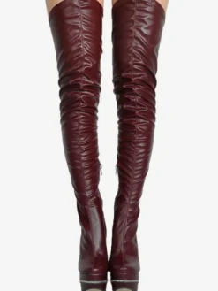 Thigh High Boots High Heel Women's Black Leather back zipper Sexy boots over the knee Party Shoes
