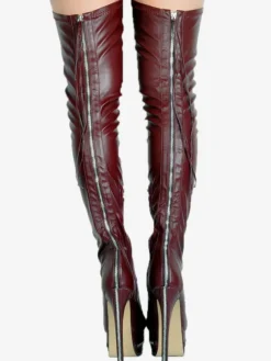 Thigh High Boots High Heel Women's Black Leather back zipper Sexy boots over the knee Party Shoes