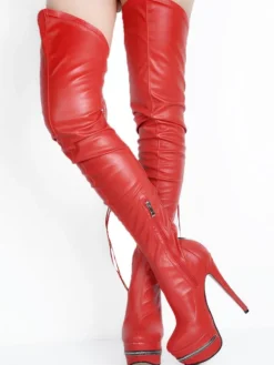 Thigh High Boots High Heel Women's Black Leather back zipper Sexy boots over the knee Party Shoes