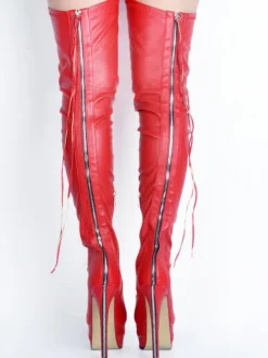 Thigh High Boots High Heel Women's Black Leather back zipper Sexy boots over the knee Party Shoes
