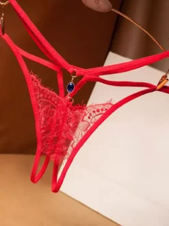 Thong Lingerie Embroidered Rhinestones Panties