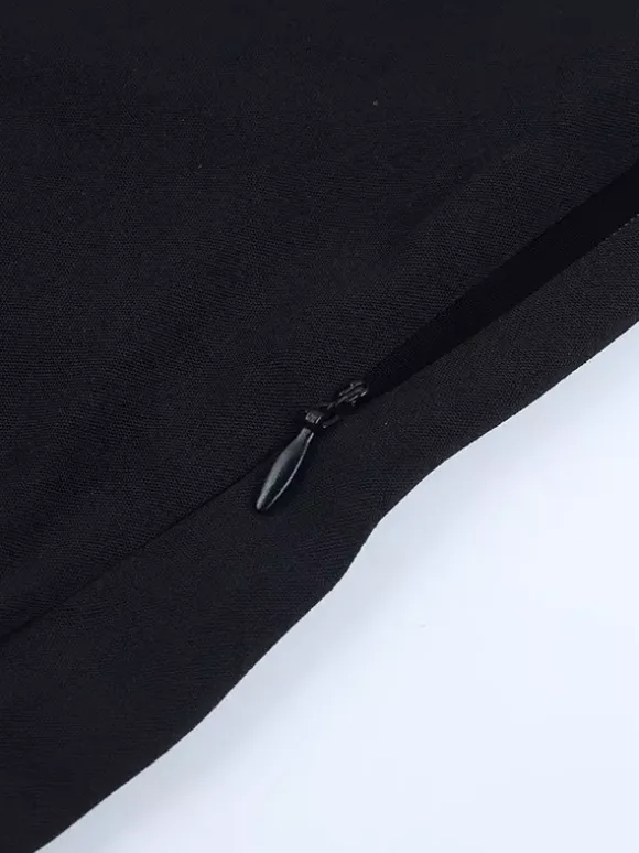 Tie Front Cutout Shirt Dress For Women - Black Long Sleeve Ruffle Hem Mini Dress - Spring Streetwear 2026