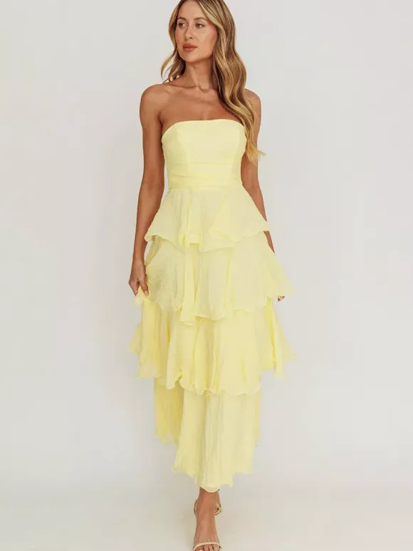 Tiered Ruffle Maxi Dress For Women - Sleeveless Layered A-Line Tube Sun Dress - Summer Wedding Guest 2026
