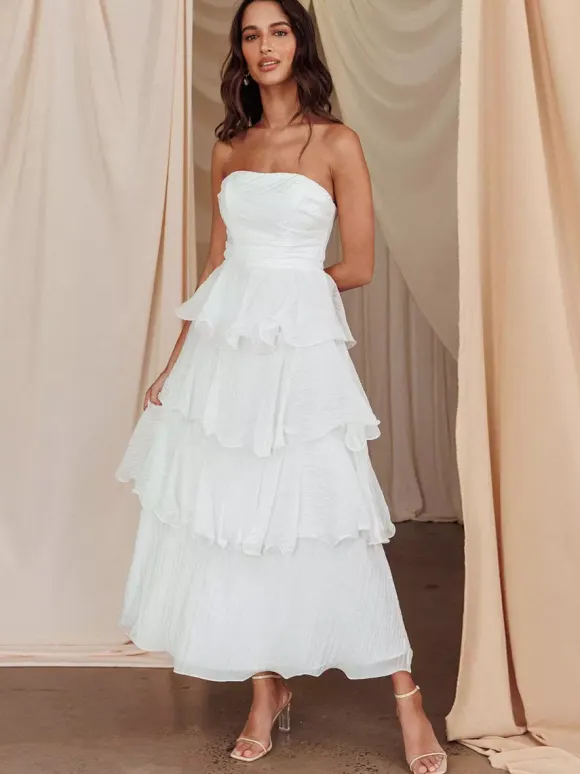 Tiered Ruffle Maxi Dress For Women - Sleeveless Layered A-Line Tube Sun Dress - Summer Wedding Guest 2026