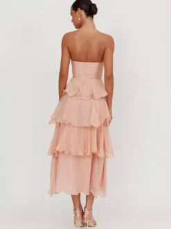 Tiered Ruffle Maxi Dress For Women - Sleeveless Layered A-Line Tube Sun Dress - Summer Wedding Guest 2026
