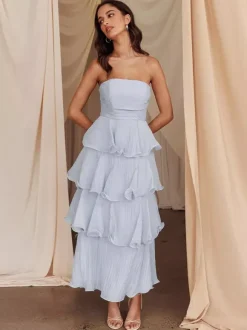 Tiered Ruffle Maxi Dress For Women - Sleeveless Layered A-Line Tube Sun Dress - Summer Wedding Guest 2026