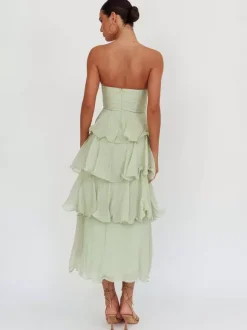 Tiered Ruffle Maxi Dress For Women - Sleeveless Layered A-Line Tube Sun Dress - Summer Wedding Guest 2026
