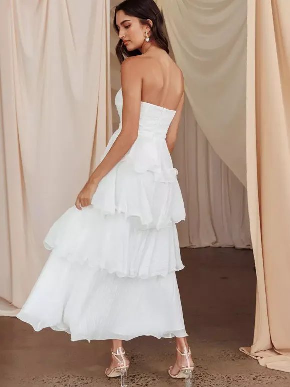 Tiered Ruffle Maxi Dress For Women - Sleeveless Layered A-Line Tube Sun Dress - Summer Wedding Guest 2026