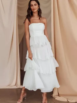 Tiered Ruffle Maxi Dress For Women - Sleeveless Layered A-Line Tube Sun Dress - Summer Wedding Guest 2026