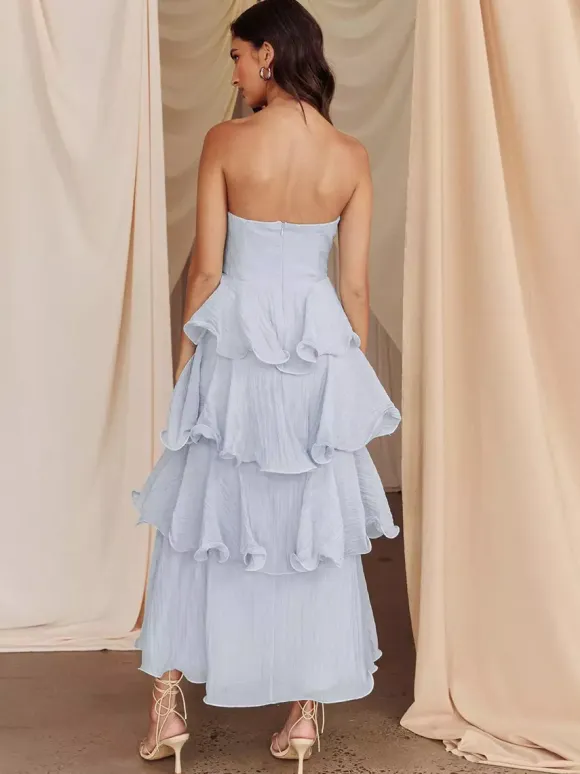 Tiered Ruffle Maxi Dress For Women - Sleeveless Layered A-Line Tube Sun Dress - Summer Wedding Guest 2026