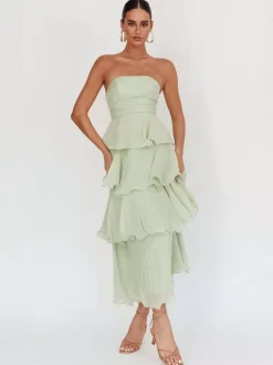 Tiered Ruffle Maxi Dress For Women - Sleeveless Layered A-Line Tube Sun Dress - Summer Wedding Guest 2026