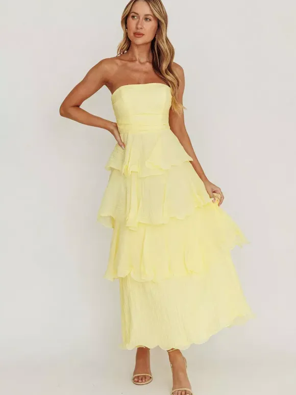 Tiered Ruffle Maxi Dress For Women - Sleeveless Layered A-Line Tube Sun Dress - Summer Wedding Guest 2026