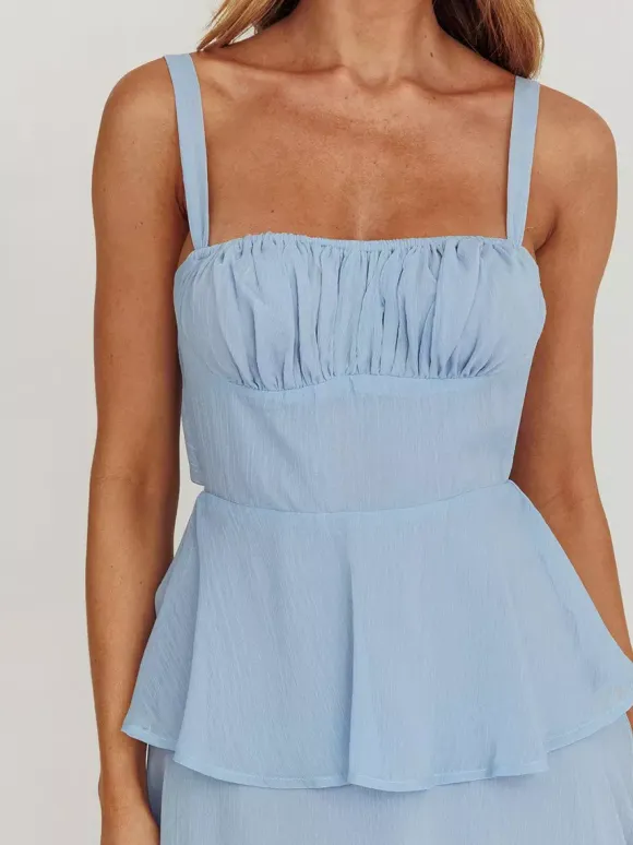 Tiered Ruffle Maxi Slip Dress For Women - Fairycore Square Neck Tie Back A Line Gown - Summer Beach Wedding Guest 2026