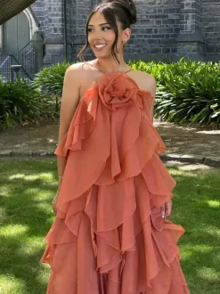 Tiered Maxi Dress With Floral Accents And Open Back For Summer Events 2026