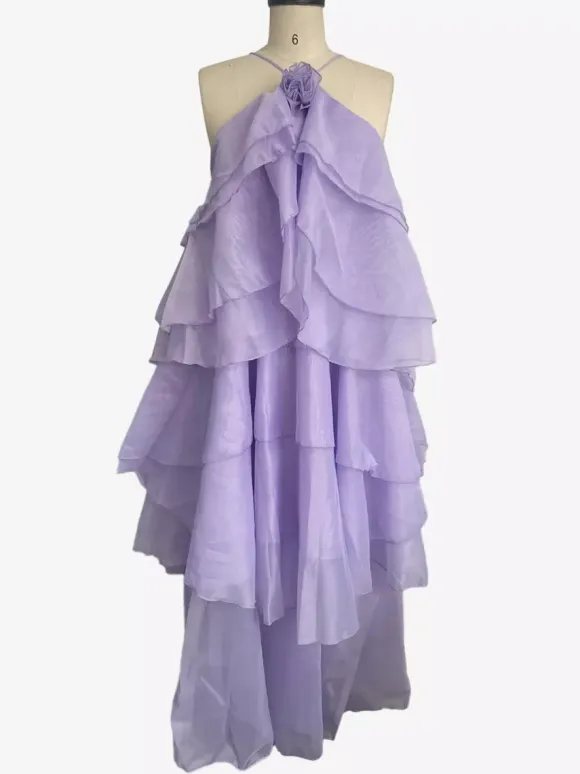Tiered Maxi Dress With Floral Accents And Open Back For Summer Events 2026