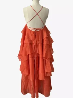 Tiered Maxi Dress With Floral Accents And Open Back For Summer Events 2026