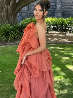 Tiered Maxi Dress With Floral Accents And Open Back For Summer Events 2026