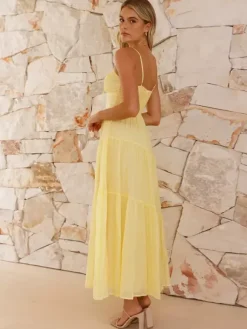 Tiered Maxi Sundress for Women - Ruched Bust Tie Front A Line Long Slip Dress - Summer Beach Wedding Guest 2026