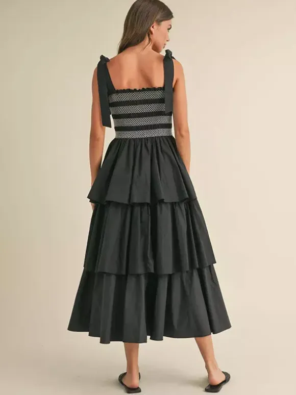 Tiered Smocked Sundress For Women - Boho Tie Strap Long A Line Dress - Summer Beach Party 2026