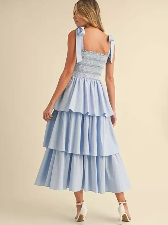 Tiered Smocked Sundress For Women - Boho Tie Strap Long A Line Dress - Summer Beach Party 2026