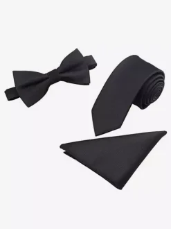 Tie Set Black Men's Square Scarf Pocket Button Chic Suit Accessory