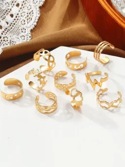 Toe Ring Stra Heart Moon Zigzag Hollow Chic Bikinis Toe Rings