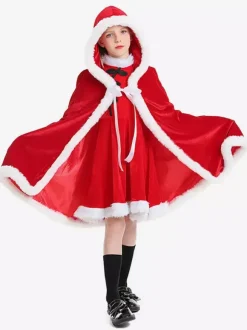 Top Christmas Red Cloak Polyester Two-Tone Christmas Holidays Costumes