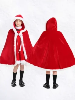 Top Christmas Red Cloak Polyester Two-Tone Christmas Holidays Costumes