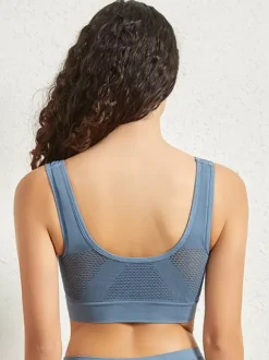 Tops Activewear Top Blue Nylon Athletic Sleeveless U-Neck For Indoor Gym Activewear