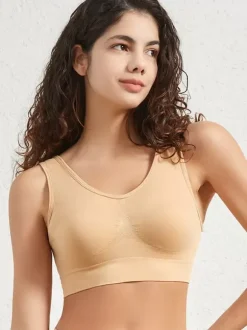 Tops Women's Top Nude U-Neck Athletic Polyester Sleeveless Activewear
