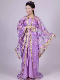 Traditional Chinese Costume Female Tulle Hanfu Dress Ancient Tang Dynasty Clothing 3 Pieces