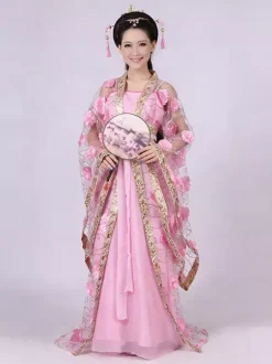 Traditional Chinese Costume Female Tulle Hanfu Dress Ancient Tang Dynasty Clothing 3 Pieces