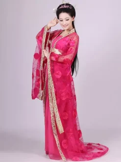 Traditional Chinese Costume Female Tulle Hanfu Dress Ancient Tang Dynasty Clothing 3 Pieces