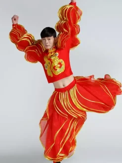 Traditional Chinese Costumes Nice Carnival Dragon Dance Red Lantern Outfit