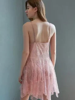 Translucent Pajamas Plunge Irregular Hem Sexy Pajamas
