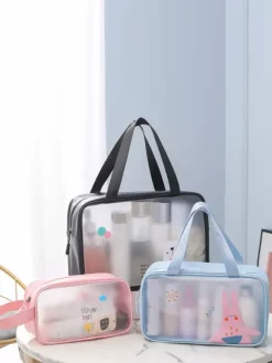 Transparent Cosmetic Bag Three-piece Set Portable Waterproof Toiletries Storage Bag For Women