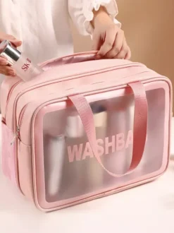 Transparent Cosmetic Bag Three-piece Set Portable Waterproof Toiletries Storage Bag For Women