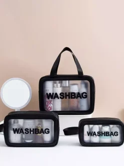 Transparent Cosmetic Bag Three-piece Set Portable Waterproof Toiletries Storage Bag For Women