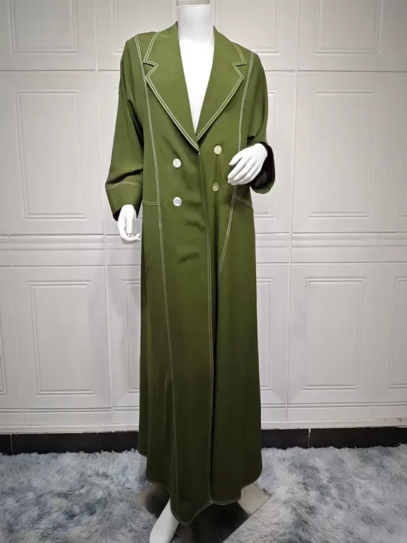 Trench Coat For Women Practical Buttons Turndown Collar Long Sleeves Polyester Front Button