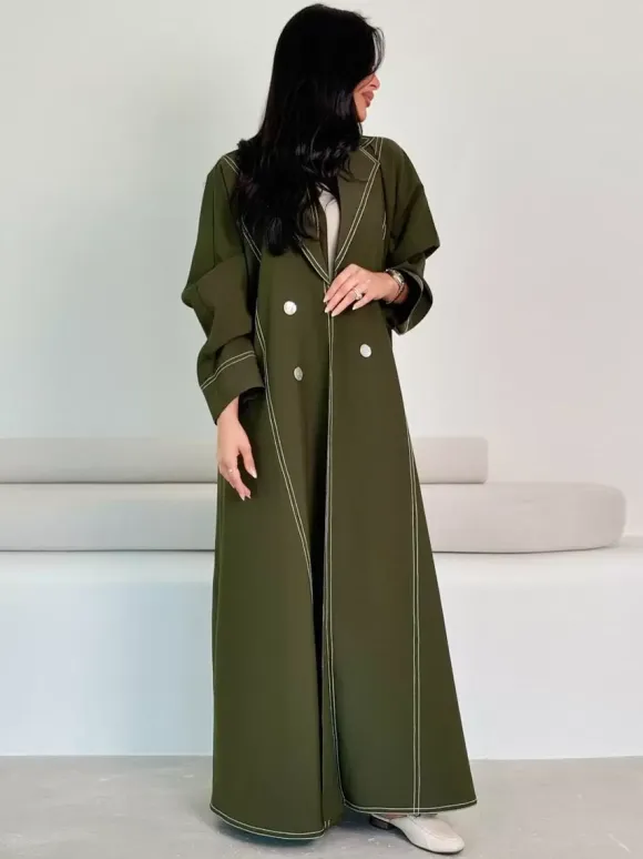 Trench Coat For Women Practical Buttons Turndown Collar Long Sleeves Polyester Front Button