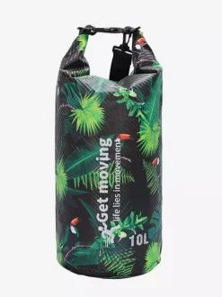 Tropical Floral Print Carbon Fiber Waterproof Roll Top Dry Bag