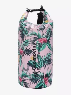 Tropical Floral Print Carbon Fiber Waterproof Roll Top Dry Bag