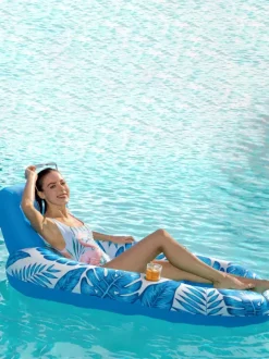 Tropical Leaf Print Inflatable Pool Float With Cup Holders 2026