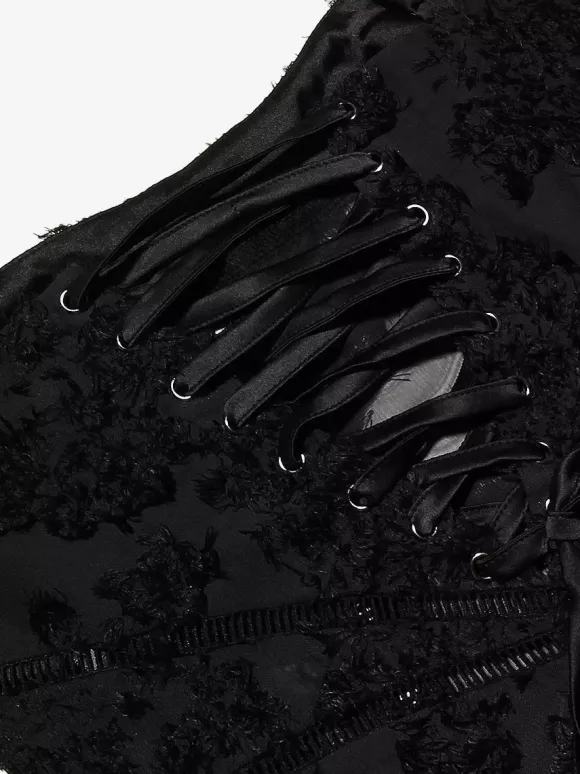 Trumpet Dress Spaghetti Straps Lace-up Floral Embroidery Prom Maxi Dresses