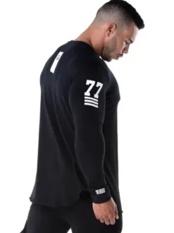T-shirts Casual Jewel Neck Words Print Long Sleeves