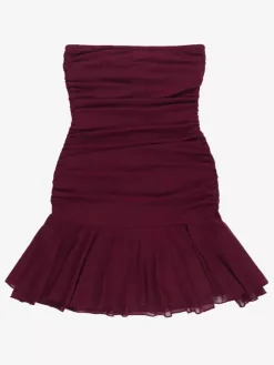 Tube Mini Dress For Women - Ruched Mesh Hem Slit Bodycon Dress - Summer Night Out Clubwear 2026