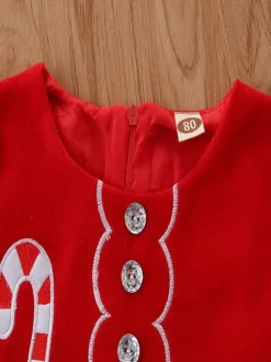 Tunic Dress For Christmas Red Polyester Fiber Christmas Holidays Party Dress