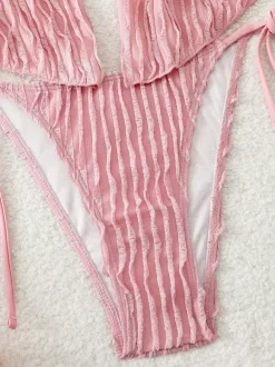 Two Piece Swimsuits For Women Pink Lace Up Summer Sexy Bathing Suits